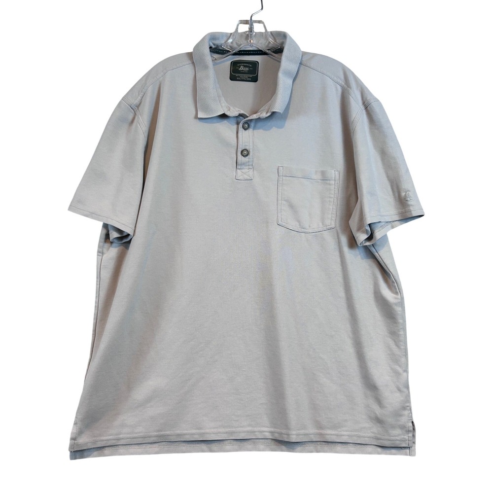 GH Bass & Co Mens XXL Gray Pique Knit Short Sleeve Pocket Polo Shirt Golf XXL